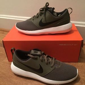 NEW NIKE ROSHE G GOLF SHOES OLIVE GREEN SPIKELESS